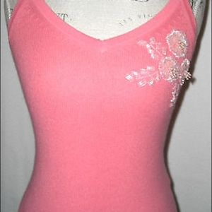 BANANA REPUBLIC CORAL ANGORA BEADED TANK - XS